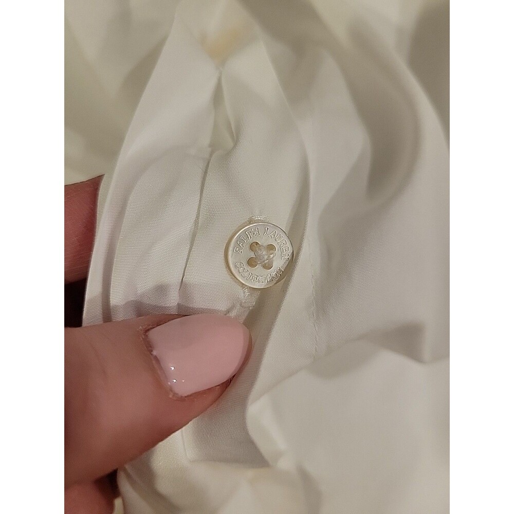 Ralph Lauren Purple Label Collection White Cotton French Cuff Shirt Womens 12 - Picture 13 of 13